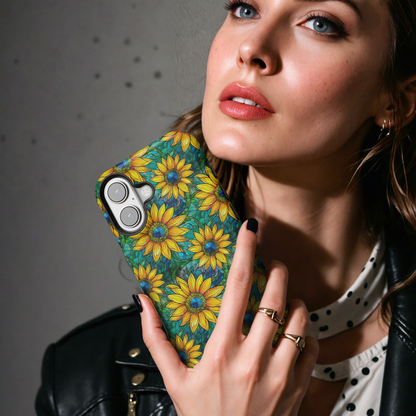 Stained Glass Sunflower MgaSafe Tough Cover for iPhone and Samsung