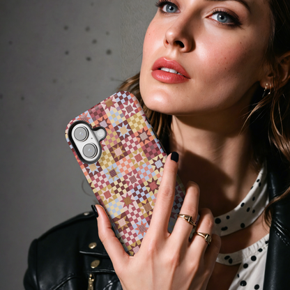 Patchwork Quilt Star MgaSafe Tough Phone Case for iPhone and Samsung