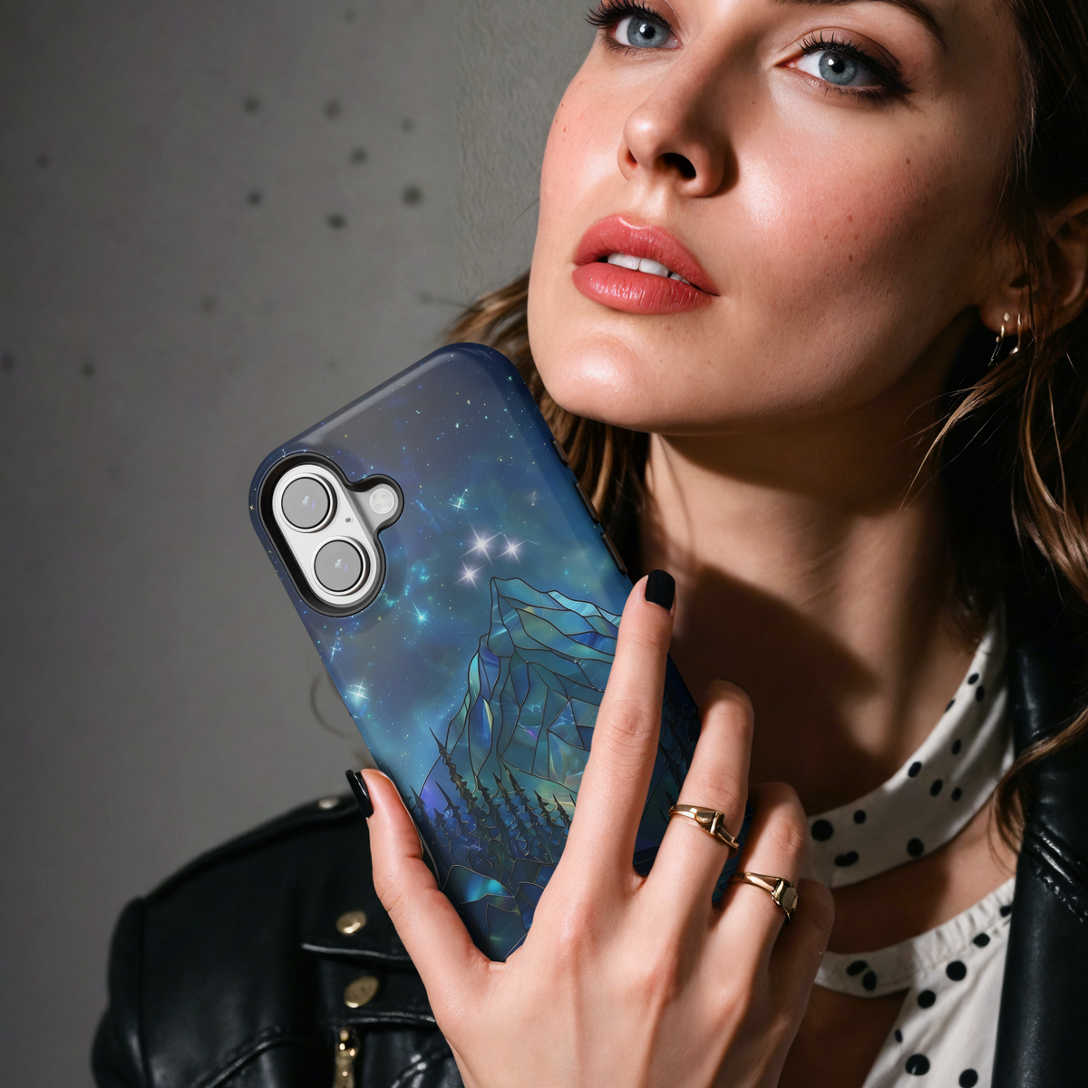 Stained Glass Mountain Starry Sky MgaSafe Tough Cover for iPhone and Samsung
