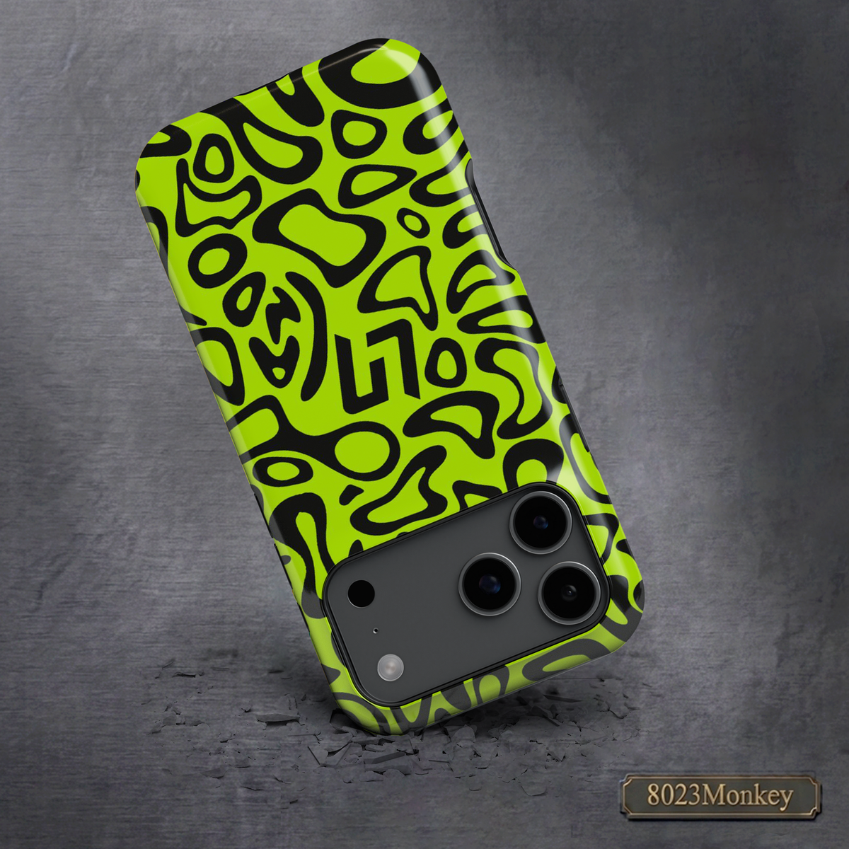 Lando Neon Green Abstract Blob MgaSafe Tough Phone Case for iPhone and Samsung