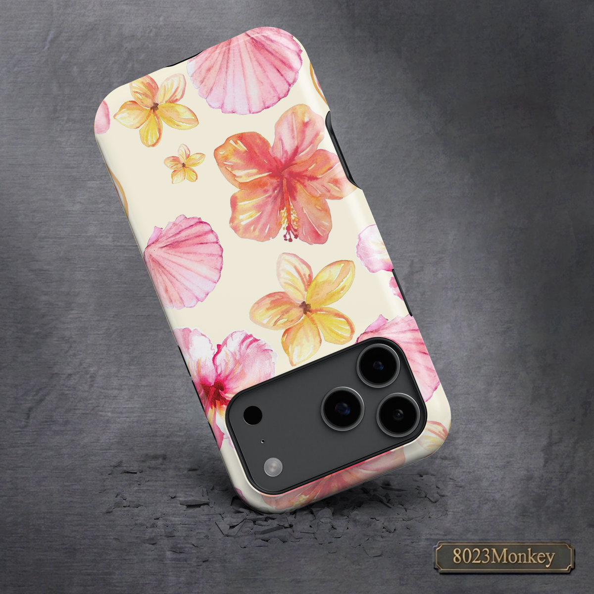 Watercolor Tropical Hibiscus Shell MgaSafe Tough Phone Case for iPhone and Samsung