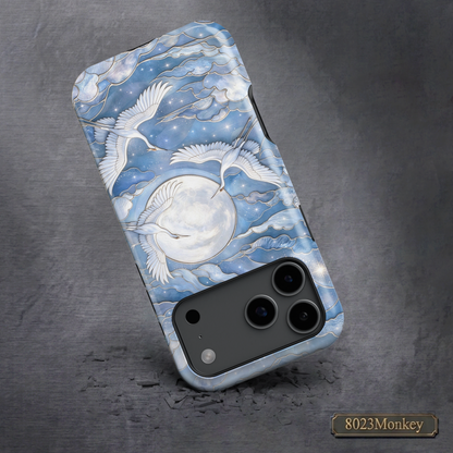 Blue Stained Glass Crane Moon MgaSafe Tough Phone Case for iPhone and Samsung-45