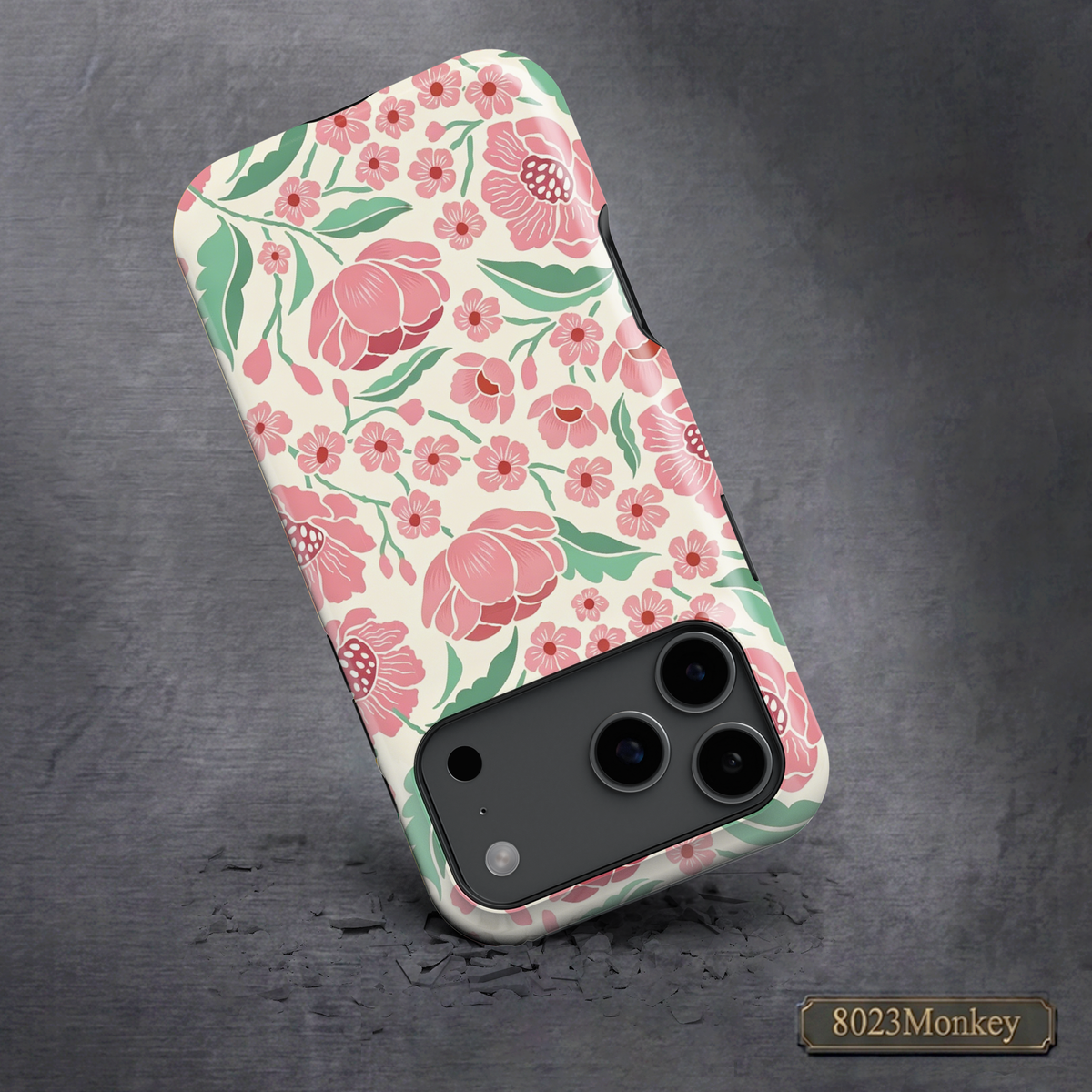 Retro Pink Wildflower MgaSafe Tough Phone Case for iPhone and Samsung