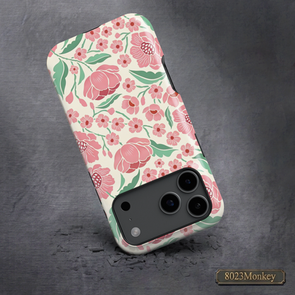 Retro Pink Wildflower MgaSafe Tough Phone Case for iPhone and Samsung