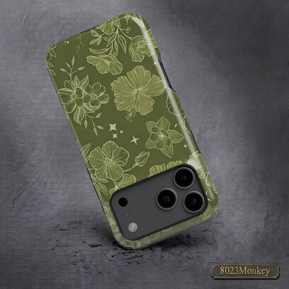 Dark Green Wildflower MgaSafe Tough Phone Case for iPhone and Samsung