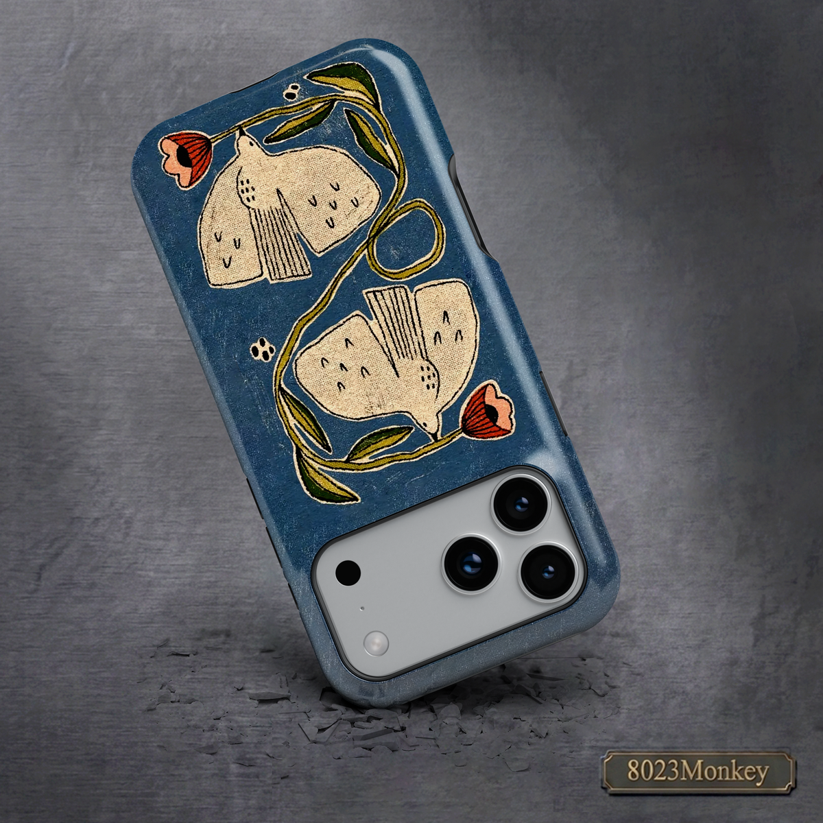 Vintage Folk Dove Flower MgaSafe Tough Cover for iPhone and Samsung