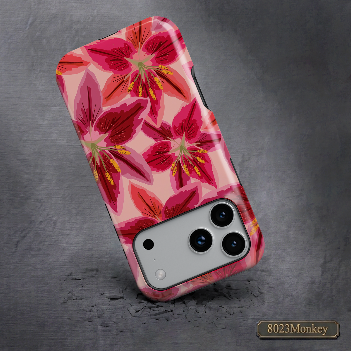 Magenta Lily Floral MgaSafe Tough Cover for iPhone and Samsung