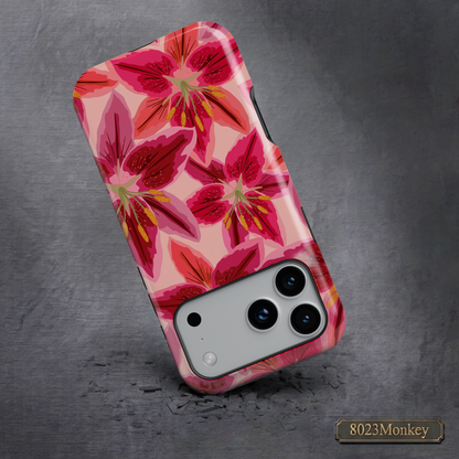 Magenta Lily Floral MgaSafe Tough Cover for iPhone and Samsung