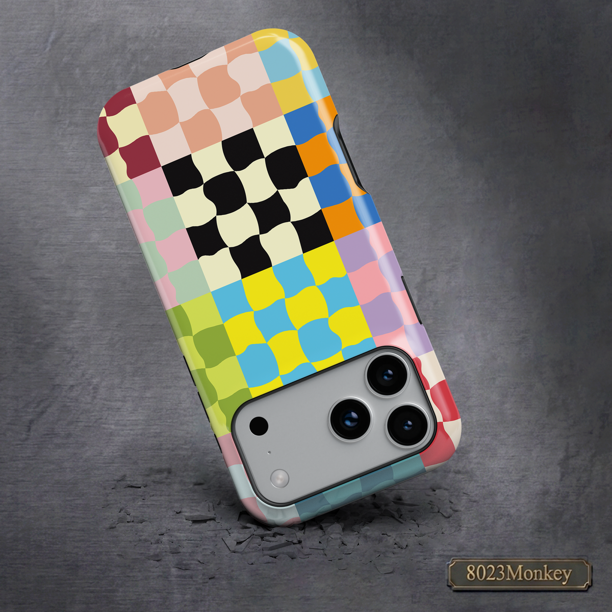 Wavy Checkerboard Patchwork MgaSafe Tough Cover for iPhone and Samsung