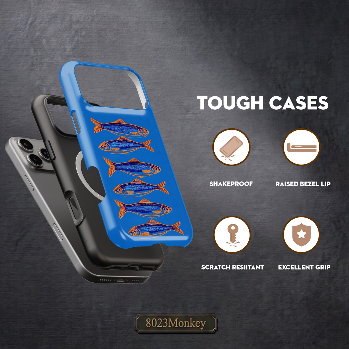 Bold Retro Sardine MgaSafe Tough Phone Case for iPhone and Samsung