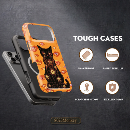 Celestial Witch Cat Print MgaSafe Tough Phone Case for iPhone and Samsung