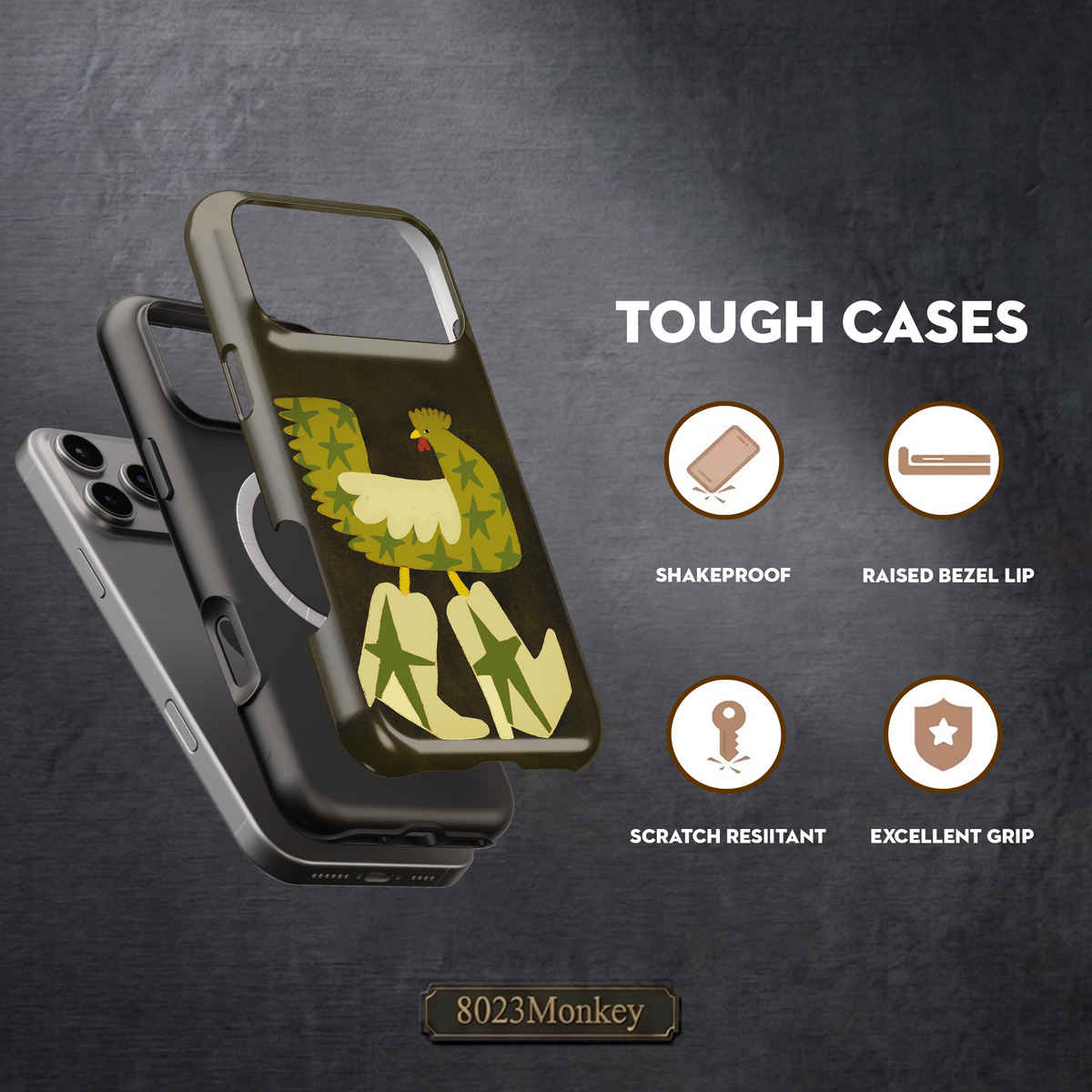 Chicken Wearing Cowboy Boots MgaSafe Tough Phone Case for iPhone and Samsung