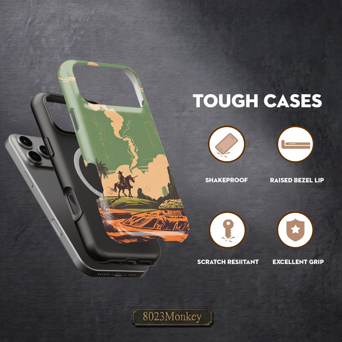 Vintage Western Cowboy Landscape MgaSafe Tough Phone Case for iPhone and Samsung