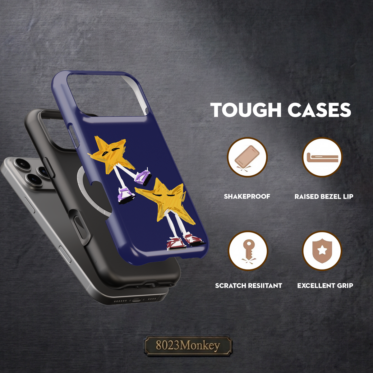 Cute Walking Star Characters MgaSafe Tough Cover for iPhone and Samsung