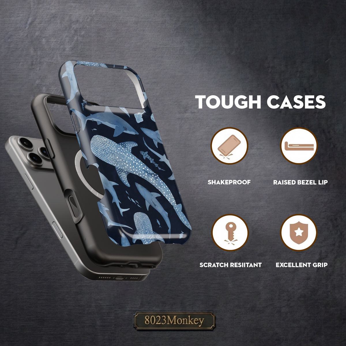 Shark Collage MgaSafe Tough Phone Case for iPhone and Samsung