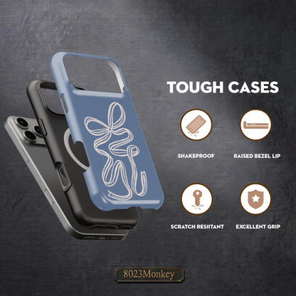 Minimal White Ribbon Bow MgaSafe Tough Phone Case for iPhone and Samsung