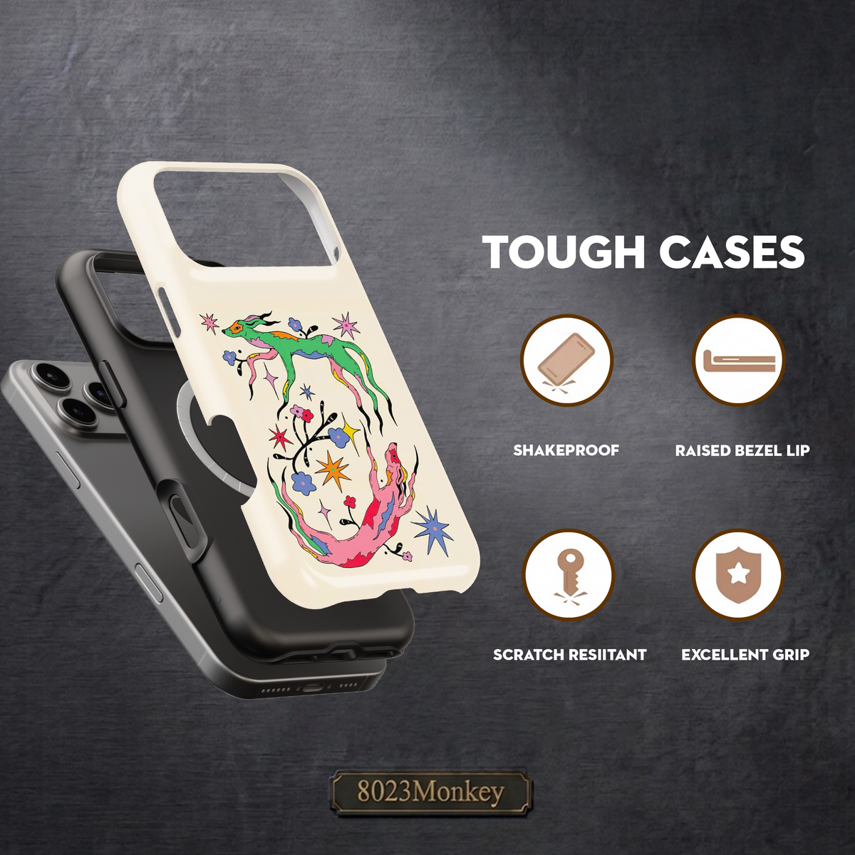 Psychedelic Dog Floral MgaSafe Tough Cover for iPhone and Samsung