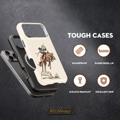 Vintage Cowboy Rodeo Horse MgaSafe Tough Cover for iPhone and Samsung