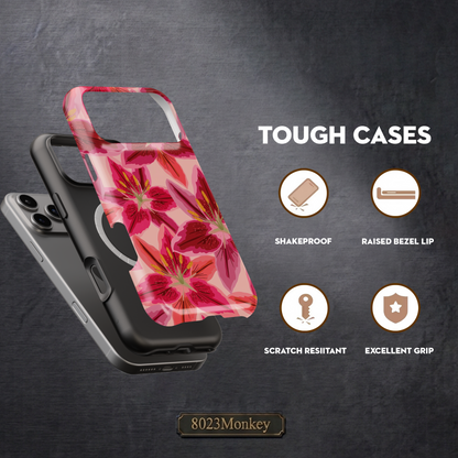 Magenta Lily Floral MgaSafe Tough Cover for iPhone and Samsung