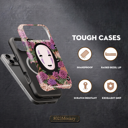 No Face Kaonashi Floral MgaSafe Tough Cover for iPhone and Samsung