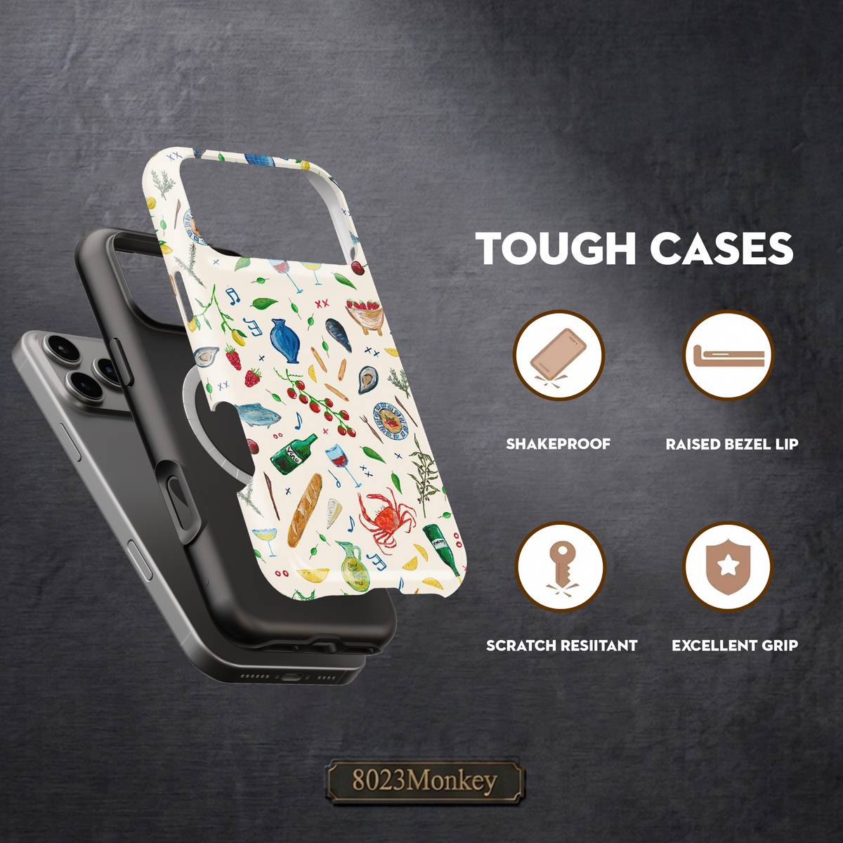 Mediterranean Food Collage MgaSafe Tough Phone Case for iPhone and Samsung