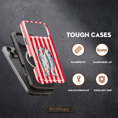 Retro Linocut Three Fish MgaSafe Tough Phone Case for iPhone and Samsung-44