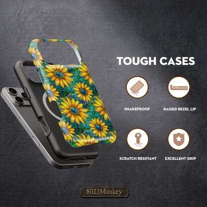 Stained Glass Sunflower MgaSafe Tough Cover for iPhone and Samsung