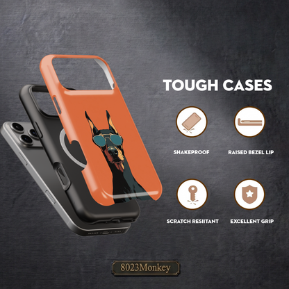 Cool Doberman With Sunglasses MgaSafe Tough Phone Case for iPhone and Samsung